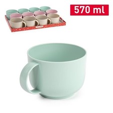 1 Pezzo Tazza Tazzone Latte Colazione Jumbo in Plastica 570 ml 3 Colori