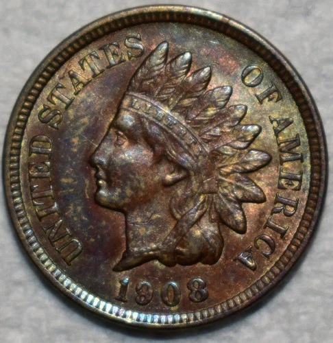 Uncirculated 1908 Indian Head Cent, Sharp specimen.