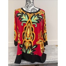 Eva Varro Large Abstract Art Print Tunic Top Made in USA sz L