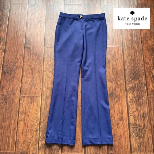 Kate Spade Pantalone Navy Lana Svasato Abito Pantaloni Corpcore Ufficio Sirena Chic Tg 10?