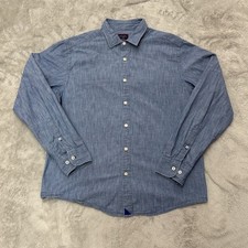 UNTUCKit Shirt Mens Large Blue Chambray Button Down Gravner Regular Fit Cotton