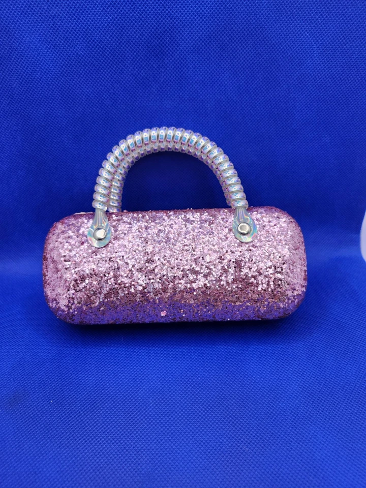 Pink Glitter Hard Sunglasses Case with Handle, Rainbow pattern Kids/School - Image 2 of 4