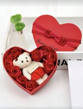Künstliche Rosenbox, Teddybär mit Rose Geschenkbox, Seife Blume Seife Rose Flowe