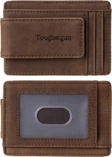 Toughergun Slim Minimalist Wallet for Men with Magnetic Money Clip Coffee 