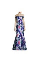My Michelle Womens Junior Size 1 Formal Dress, Long, Floral, Blue Lined Flute