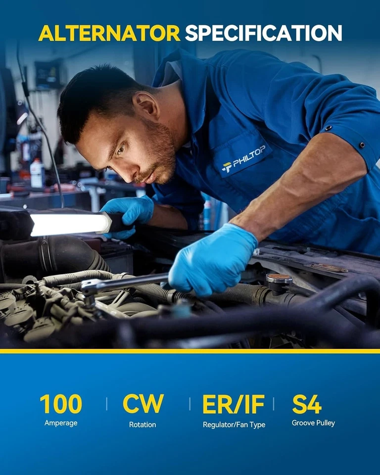 Alternador de 100 amperios para 11230 Chrysler PT Cruiser 2006 2007 2008 2009 2010 2,4 L Foto 3 de 4