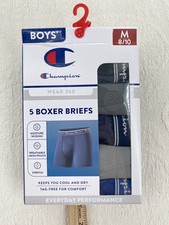 Champion Boys M Soft Stretch Tagless Moisture Wicking Boxer Briefs 5Pairs