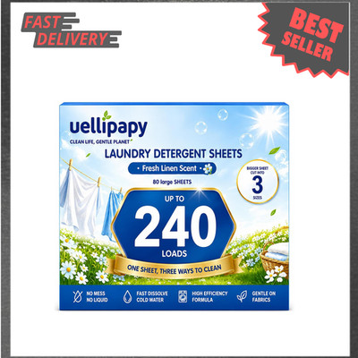 Laundry Detergent Sheets, 240 Loads, Enzyme Stain Removal, Eco-Friendly Fresh