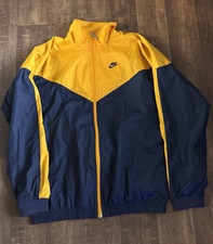 Nike Men's Colorblock Windbreaker Jacket Full-Zip Yellow/Blue Size L