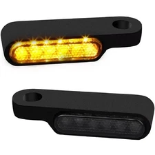 2PCS Mini Motorcycle Black LED Turn Signal Blinker Lights Amber For Harley Dyna*