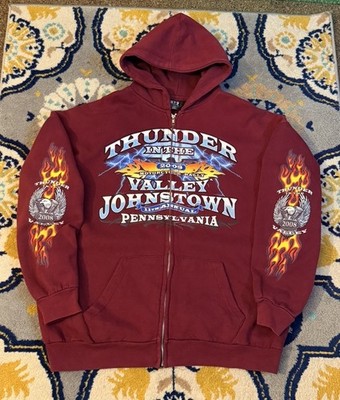 Vintage 2008 Thunder in the Valley motorcycle zip-up Y2K Size XL Harley-Davidson