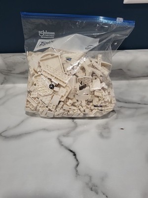 Authentic White Pieces Lot 1 lb 6 oz Bricks Plates Parts Tiles Assorted Bulk