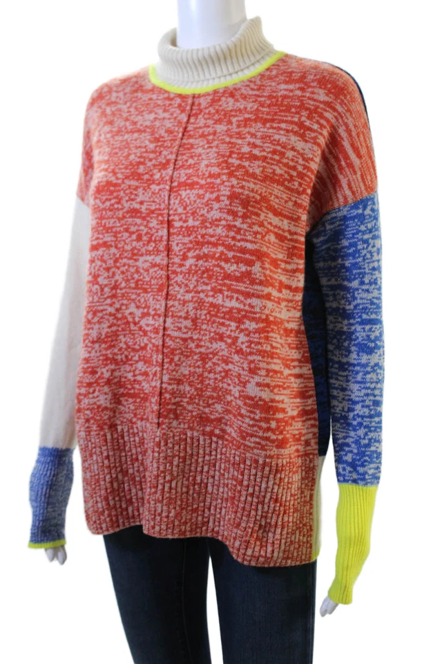 Pullover Otoño Cachemira Unisex Naranja Cuello Sin Mock 100% Cachemira Manga Larga Talla S Foto 2 de 4