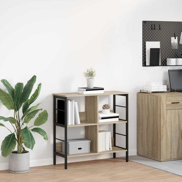 BüCherregal 4 Ebenen 82 X 32 X 79 Cm Holzwerkstoff Sonoma-Eiche-image