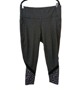 Adrienne Vittadini Sport Black Mid Rise Zipper Pockets Womens  Size 1X  Leggings