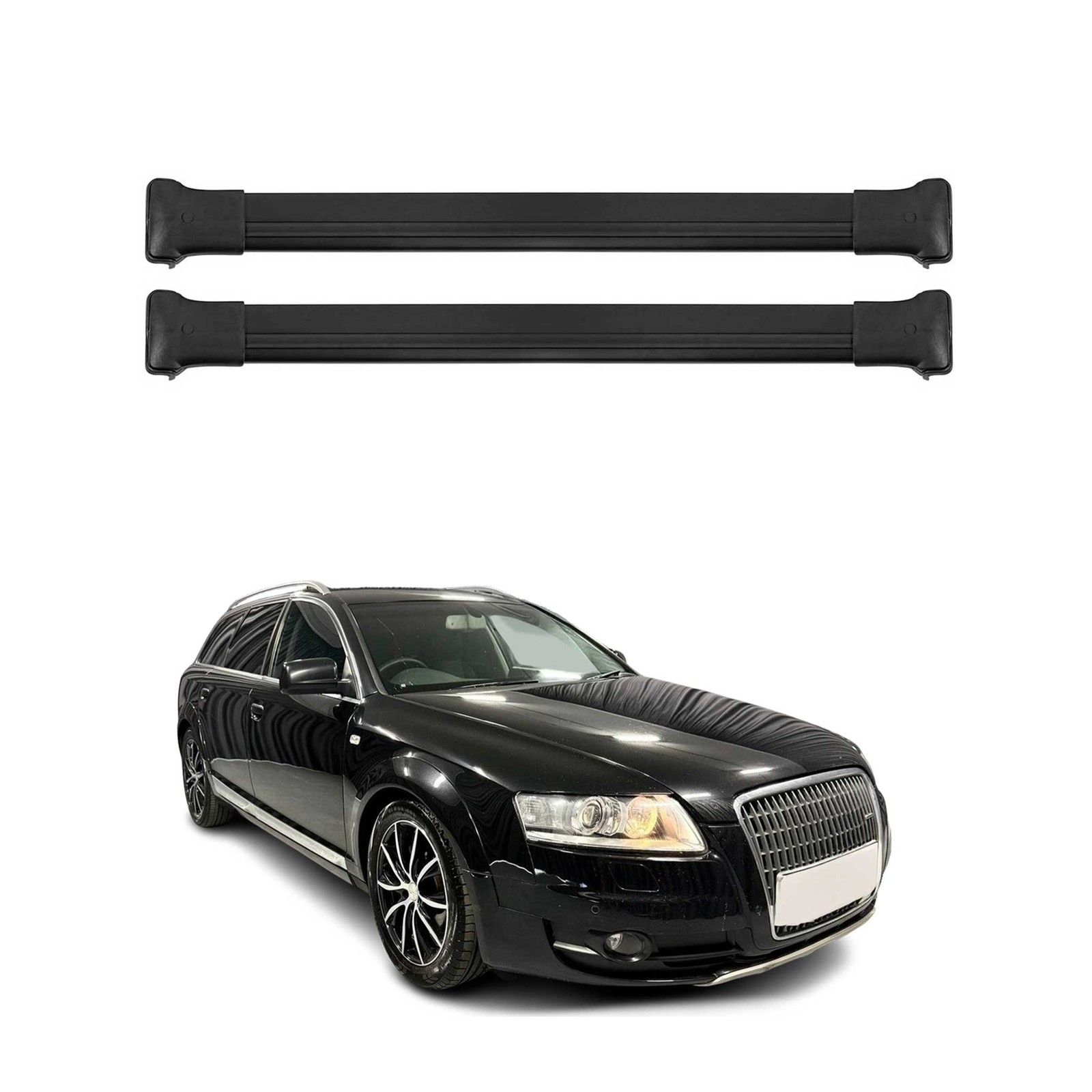 Barres de toit Audi A6 Allroad 2006-2011 en alu noir antivol haute charge