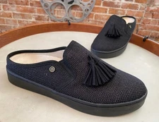 Spenco Orthotic Black Slip-On Slide Sneaker Mules Celine Raffia New Tassel
