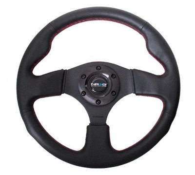 NRG Steering Wheel 320mm Race / Sport Type-R Black Leather Red Stitch