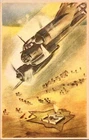 WW2 WWII German Military Heer Wehrmacht Artwork Postcard Bomber Planes in Africa