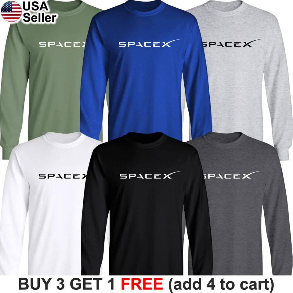 Camiseta Larga SpaceX Space X Exploration Aeroespacial NASA Elon Musk Hombres Foto 2 de 4