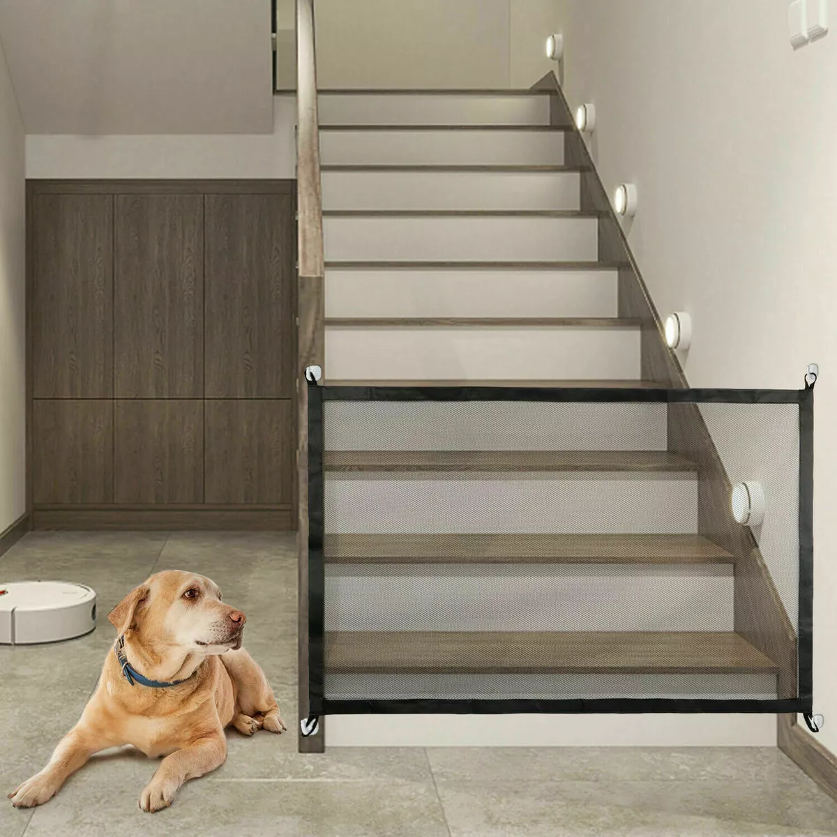 Pets Dog Cat Baby Safety Gate Mesh Fence Magic Portable Guard Net