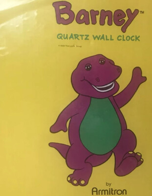 Vintage Barney Purple Dinosaur Wall Clock Teach Me Time Baby Bop