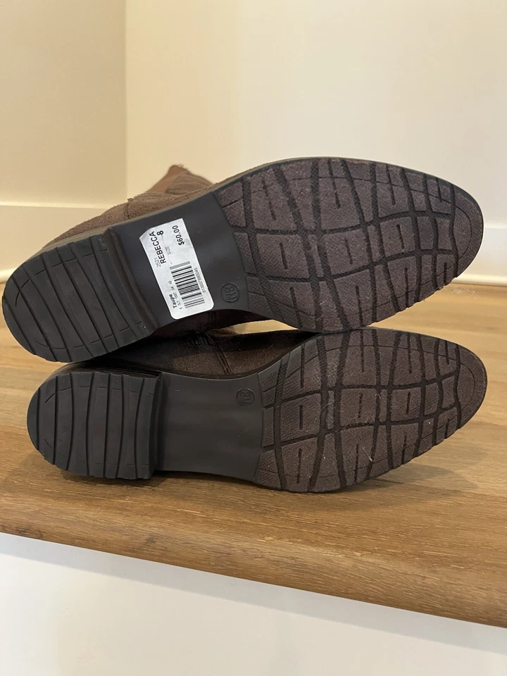 Botas hasta la rodilla de gamuza de tela marrón para mujer talla 8 Foto 3 de 4