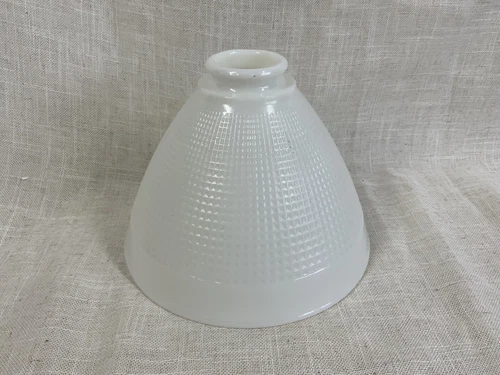 Vtg Corning White Milk Glass Waffle Torchiere Lamp Diffuser Shade Waffle 8w X 6h