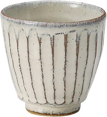 Shigaraki yaki Yunomi Japanese Green Tea cup White glaze Carving Free shipping