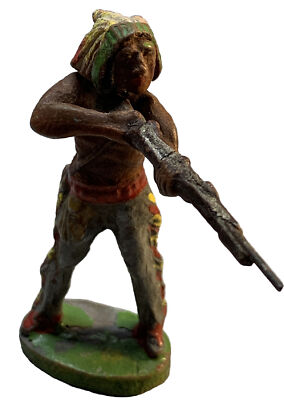 ELASTOLIN Composition Native American Indian Firing Rifle Figurine