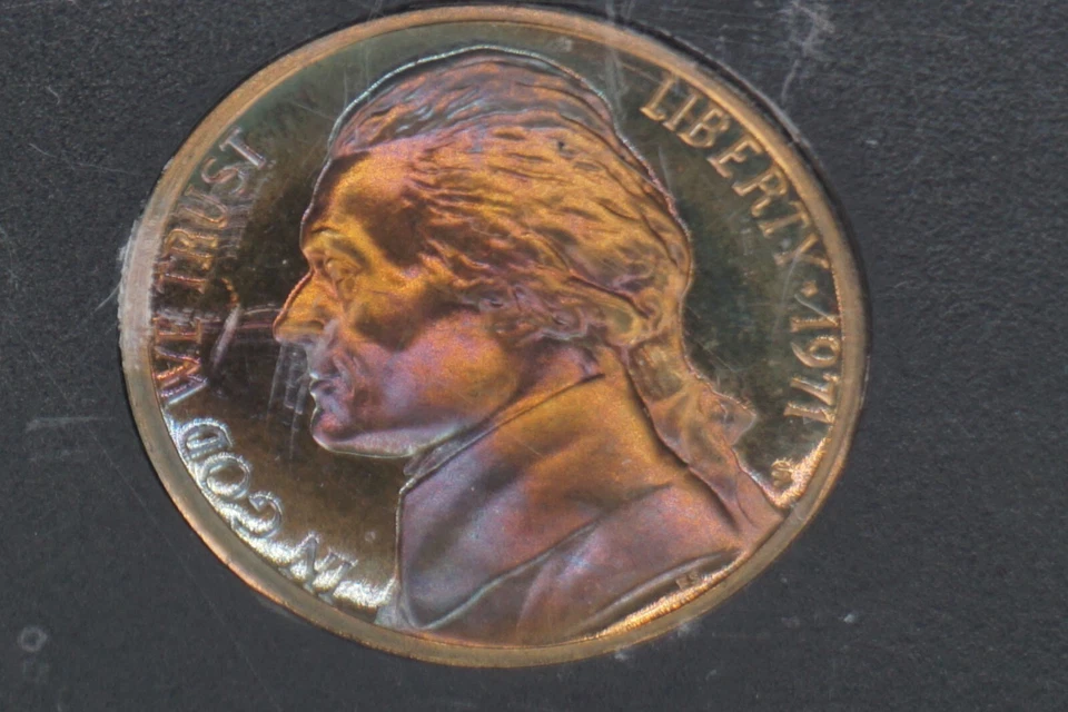 RAINBOW T0NED MINT SET -- 1971 Clad Proof U.S. Original Government Packaging OGP - Image 3 of 4