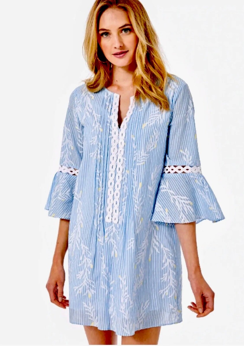Lilly Pulitzer NWT Hollie Tunic Dress Zanzibar Blue Open Coral