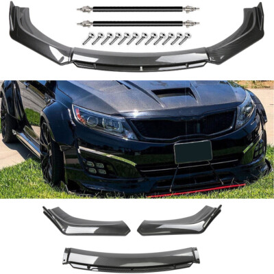 For Kia Optima K5 Front Bumper Lip Splitter Spoiler Carbon Fiber Strut Rod