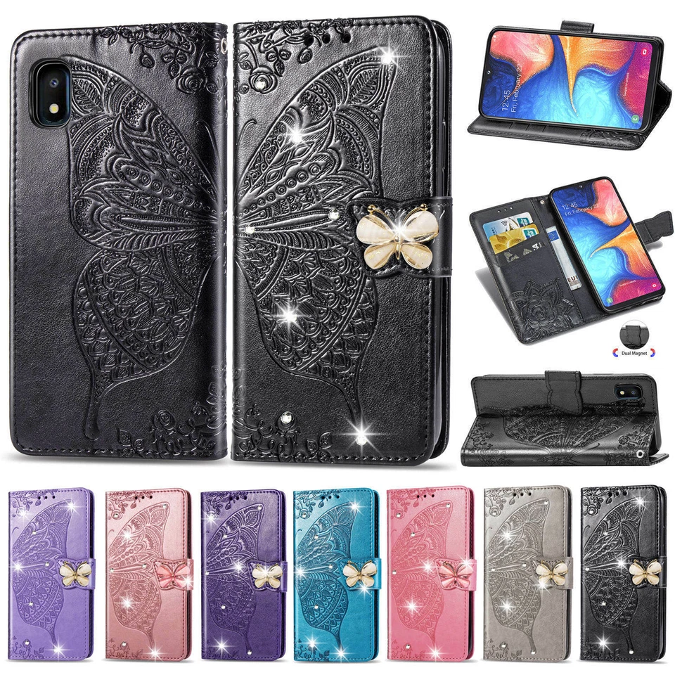 Butterfly Luxury Bling Leather Wallet Case Cover For Samsung A12 A13 A53 A52 5G - Image 2 of 4