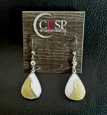 NEIMAN MARCUS EARRINGS CUSP Gold Silver Plated Teardrop