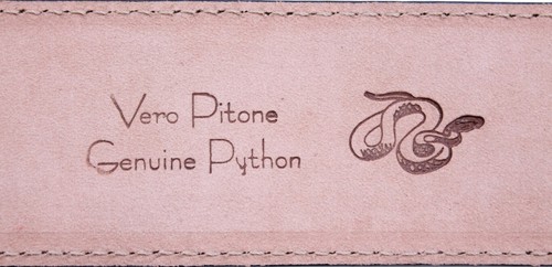 Ceinture de 4 cm en cuir de python, daim et cuir de vachette frotté à la main - Imagen 4 de 6