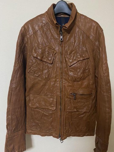 GARRETT Leather Jacket Brown size L 