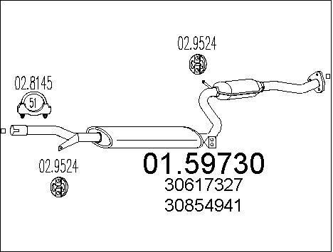Silencieux intermédiaire Volvo S40 1.6 1.8 2.0 pot échappement central V40