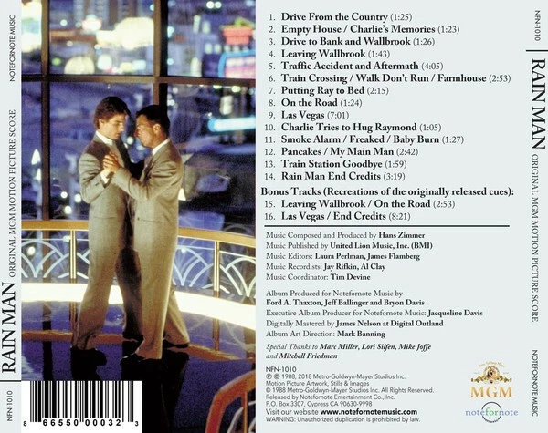 Hans Zimmer – Rain Man (1988) Complete Score CD/Newly Remastered!/Out of Print!! - Bild 2 von 2