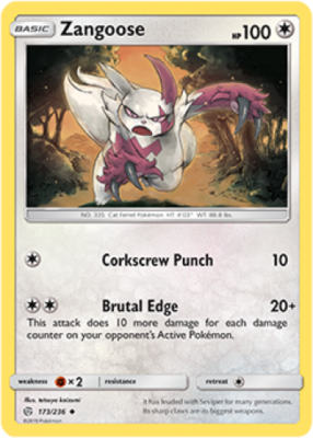 1x Zangoose 173/236 Cosmic Eclipse Pokemon TCG Card NM | eBay