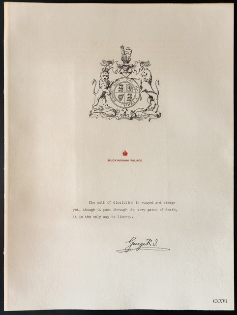 1926 - Litografia Citazione Di George V - British King - WW1 1926 - Litografia Citazione Di George V - British King - WW1