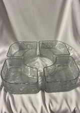 Princess House Fantasia Chip And Dip Corner Vintage Glassware set of 4   B01
