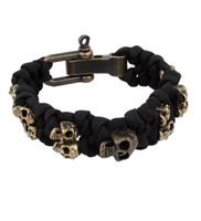 Paracord Armband Mit TotenköPfen – Verstellbares Survival Armband Im Gothic Stil