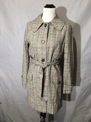 Patrizia Pepe Beige/Brown Coat Cotton Blend Belted Size 44 Italy