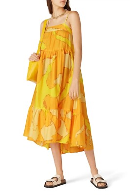 knee length dresses for ladies Orange Floral Bodycon Midi Dress – Gabi Swimwear main image 0