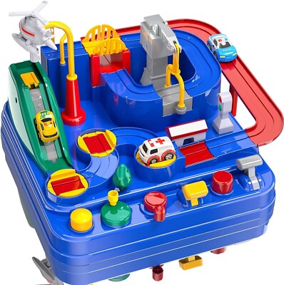 TEMI Kids Race Track Toys with 3 Mini Cars - Puzzle Rail Car