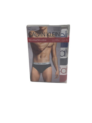 Calvin Klein Men's 3 Pack Microfiber Hip Brief Multi Color Small