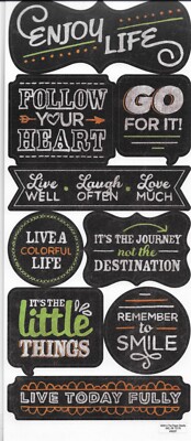 Inspirational Live Laugh Love Enjoy Chalk Phrase Word Scrapbook Stickers 5 x12 