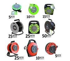 13AMP 4 WAY SOCKET 5,10,15,25M EXTENSION REEL CABLE WIRE WORK HEAVY DUTY OUTDOOR