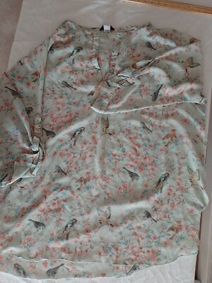 Damen Bluse K&D London Größe 22-24 transparent grün 20017